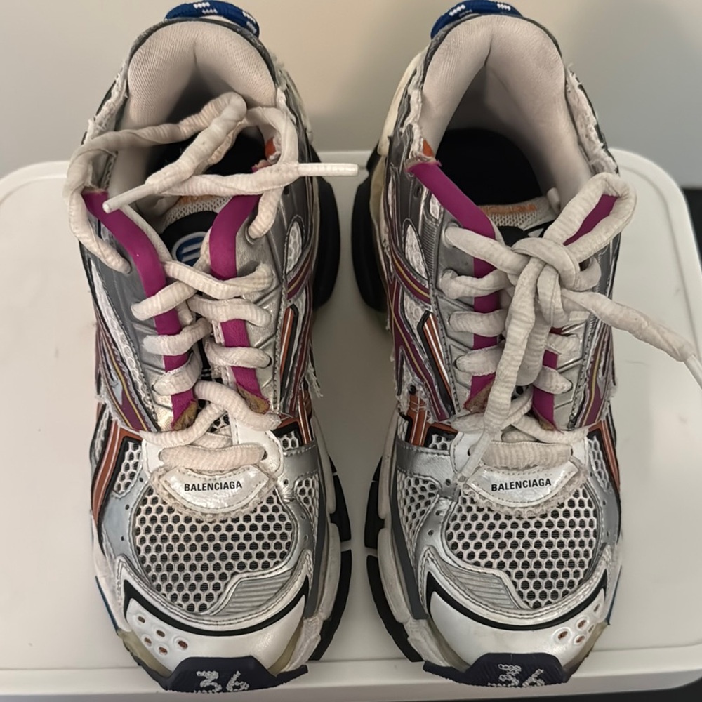 Balenciaga Silver and Pink Athletic Shoes